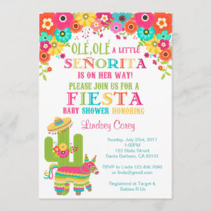 Fiesta-Baby-Dusche Invitation~ Piñata und Blumen Einladung