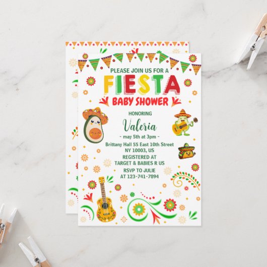 Fiesta Baby Dusche mexikanische Volksküche Einladung (Vorderseite/Rückseite Beispiel)