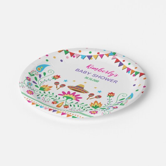 Fiesta-Baby-Dusche/mexikanisches Pappteller (Schrägansicht)