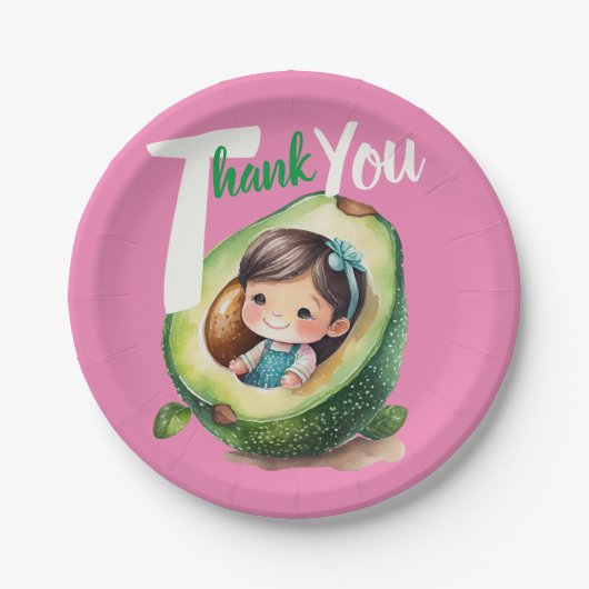 Fiesta Baby Girl Dusche Avocado Niedlich Spaß Mode Pappteller (Vorderseite)