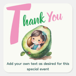 Fiesta Baby Girl Dusche Avocado Niedlich Spaß Mode Quadratischer Aufkleber
