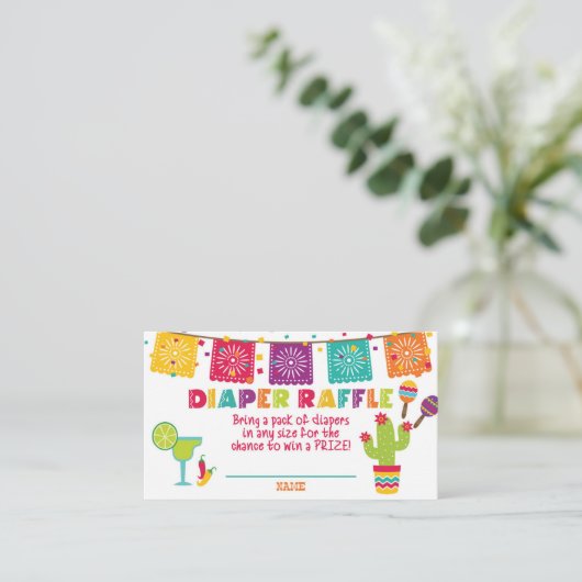 Fiesta Baby Showdusche Windelwaschkarte - Weiß Begleitkarte (Stehend Vorderseite)