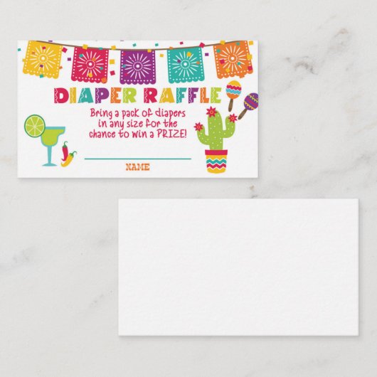 Fiesta Baby Showdusche Windelwaschkarte - Weiß Begleitkarte (Vorne/Hinten)