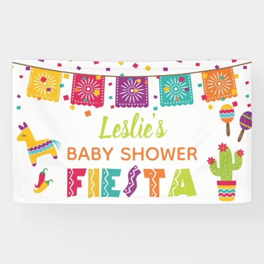 Fiesta Baby Shower Banner - Weißer Hintergrund (Horizontal)