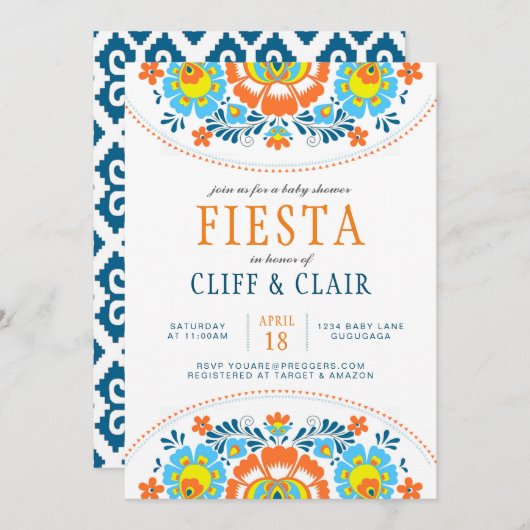 Fiesta Baby Shower Einladung (Vorne/Hinten)