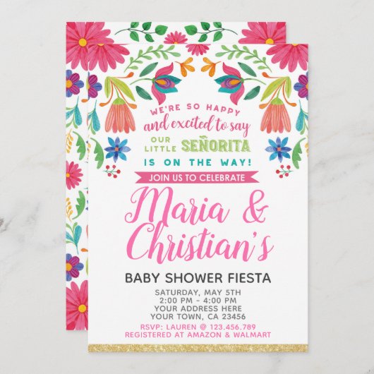 Fiesta Baby Shower Einladung (Vorne/Hinten)