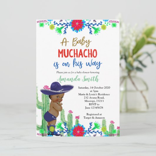 Fiesta Baby Shower Einladung Boy Fiesta Dusche (Stehend Vorderseite)