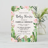 Fiesta Baby Shower Einladung Kaktus Pink Floral (Stehend Vorderseite)