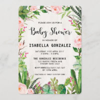 Fiesta Baby Shower Einladung Kaktus Pink Floral