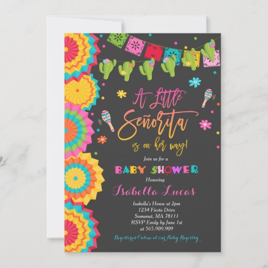 Fiesta Baby Shower Einladung Mexican Baby Shower (Vorderseite)
