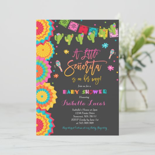 Fiesta Baby Shower Einladung Mexican Baby Shower (Stehend Vorderseite)