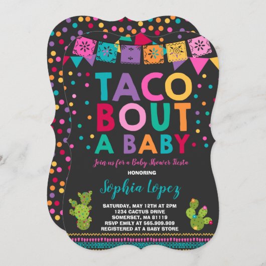 Fiesta Baby Shower Einladung Taco Bout A Baby (Vorne/Hinten)