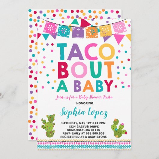 Fiesta Baby Shower Einladung Taco Bout A Baby (Vorne/Hinten)