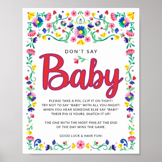 Fiesta Baby Shower Game Sage nicht Baby Poster (Vorne)