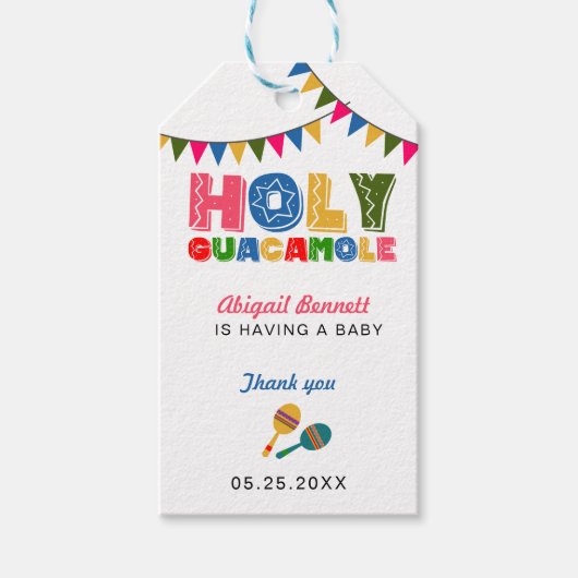 Fiesta Baby Shower heilige Guacamole danke Ihnen n Geschenkanhänger (Vorderseite)