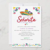 Fiesta Baby Shower Invasion - Floral Sombrero Ta Einladung (Vorderseite)