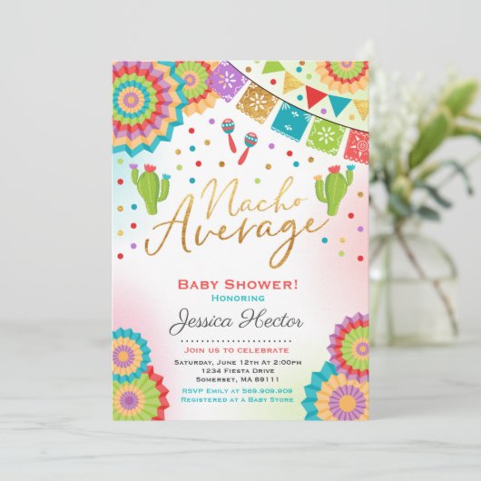 Fiesta Baby Shower Invitation Nacho Average Shower Einladung (Stehend Vorderseite)