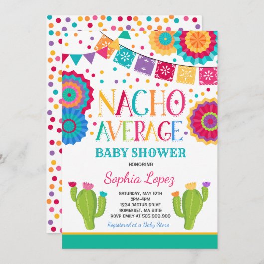 Fiesta Baby Shower Invitation Nacho Average Shower Einladung (Vorne/Hinten)