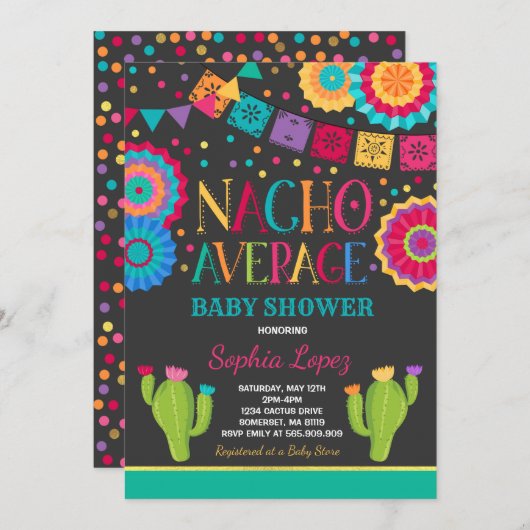 Fiesta Baby Shower Invitation Nacho Average Shower Einladung (Vorne/Hinten)