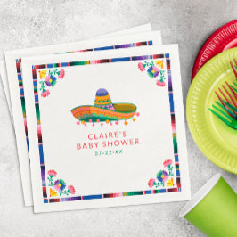 Fiesta Baby Shower Napkins - Floral Sombrero Taco Serviette