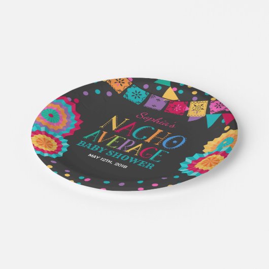 Fiesta Baby Shower Paper Plate Nacho Average Party Pappteller (Schrägansicht)