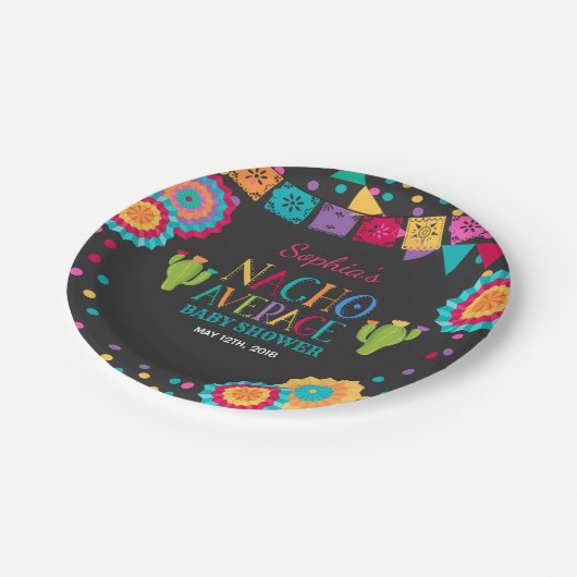 Fiesta Baby Shower Paper Plate Nacho Average Party Pappteller (Schrägansicht)
