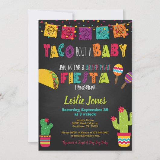 Fiesta Baby Shower Taco Bout a Baby Gender Reveal Einladung (Vorderseite)