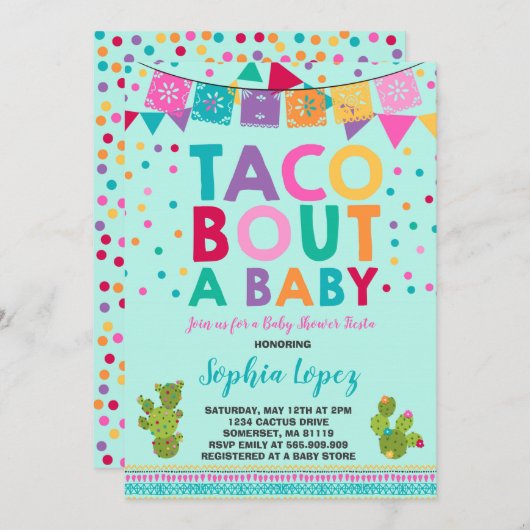 Fiesta Babydusche Einladung Taco Bout A Baby (Vorne/Hinten)