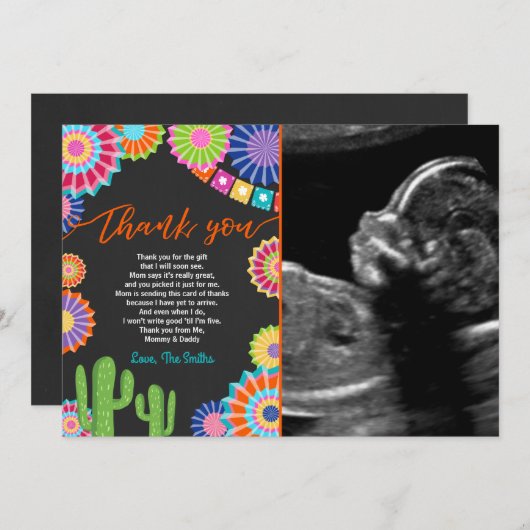 Fiesta-Babyparty danken Ihnen, mexikanischen Dankeskarte (Vorne/Hinten)