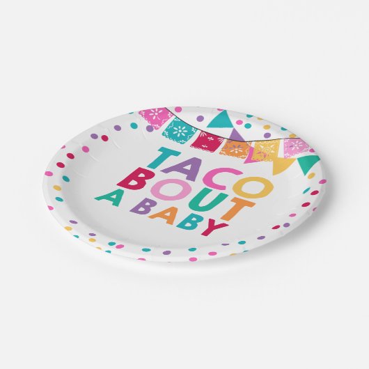 Fiesta-Babyparty-Pappteller 7" Taco-Kampf ein Baby Pappteller (Schrägansicht)