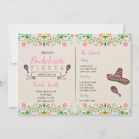 Fiesta bachelorette mit Einladung zur Tour (Vorderseite)