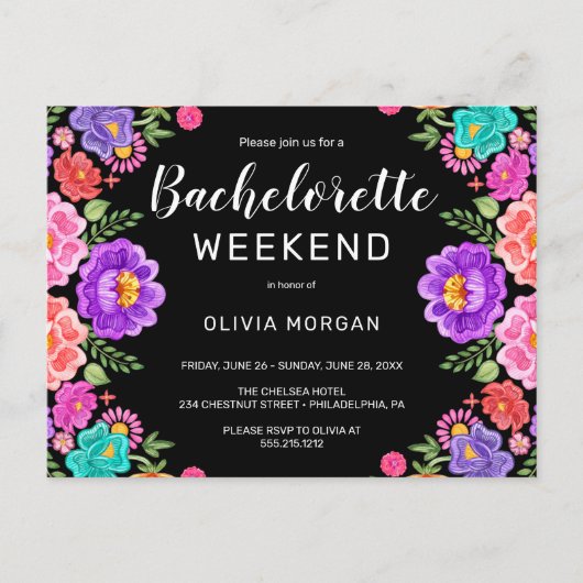 Fiesta Bachelorette Weekend Party Einladung Postkarte (Vorderseite)