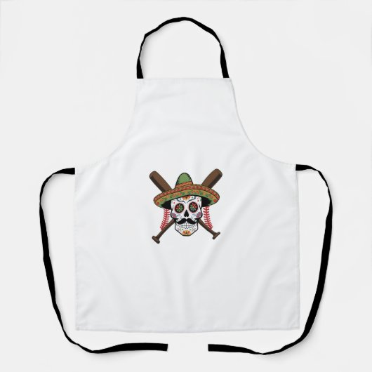 Fiesta Baseball Sugar Skull Design Schürze (Vorderseite)