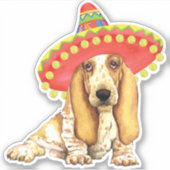 Fiesta Basset Hound Vinyl Sticker (Vorderseite)