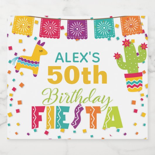 Fiesta Beer Label weiß - Name/Jahr anpassen Bierflaschenetikett (Einzelnes Label)