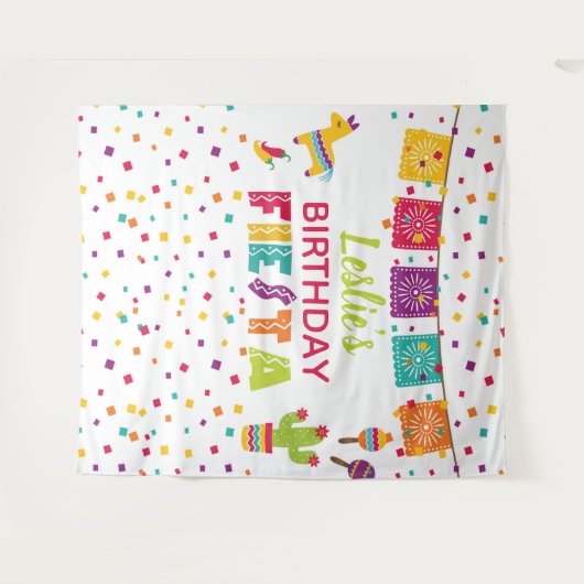 Fiesta Birthday Backdrop - Pinata WH Wandteppich (Vorderseite (Horizontal))