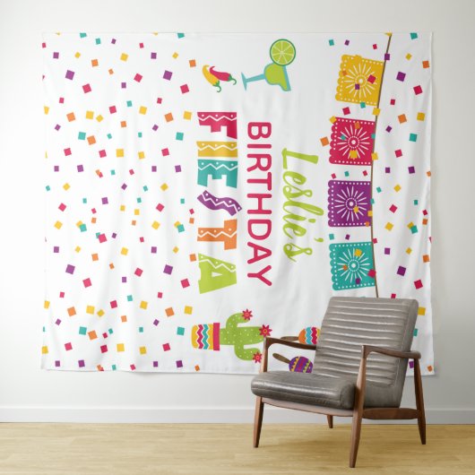 Fiesta Birthday Backdrop - WH Wandteppich (Beispiel (Horizontal))