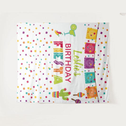 Fiesta Birthday Backdrop - WH Wandteppich (Vorderseite (Horizontal))