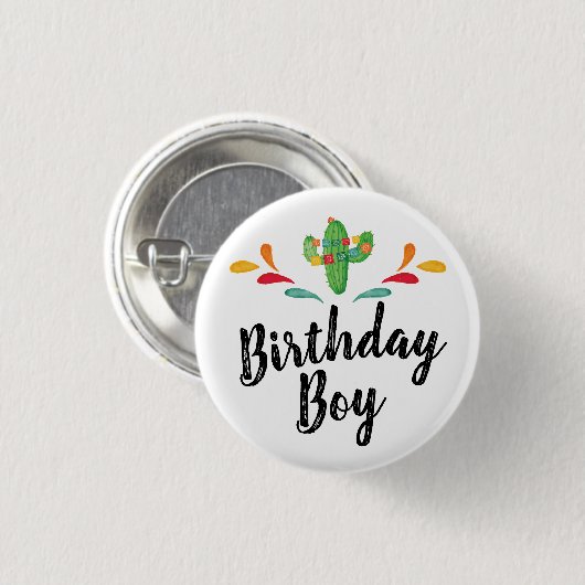 Fiesta Birthday Boy Button (Vorne & Hinten)