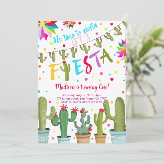 Fiesta Birthday Einladung (Stehend Vorderseite)