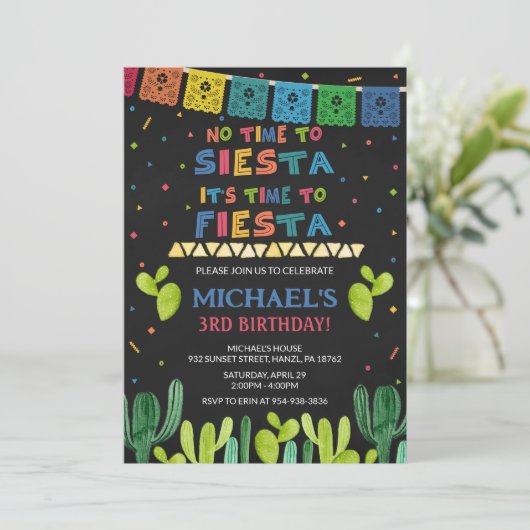 Fiesta Birthday Einladung (Stehend Vorderseite)