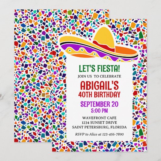 Fiesta Birthday Einladung (Vorne/Hinten)