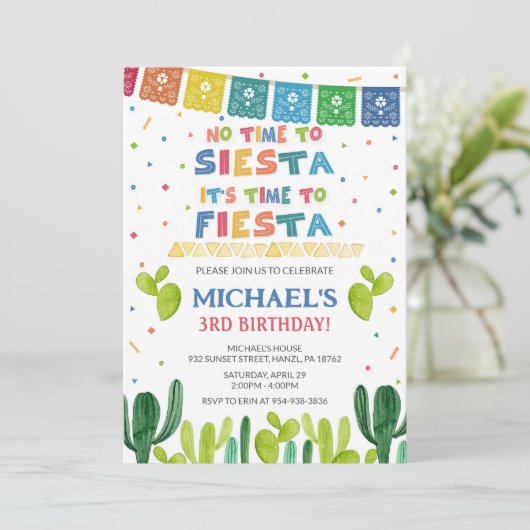 Fiesta Birthday Einladung (Stehend Vorderseite)