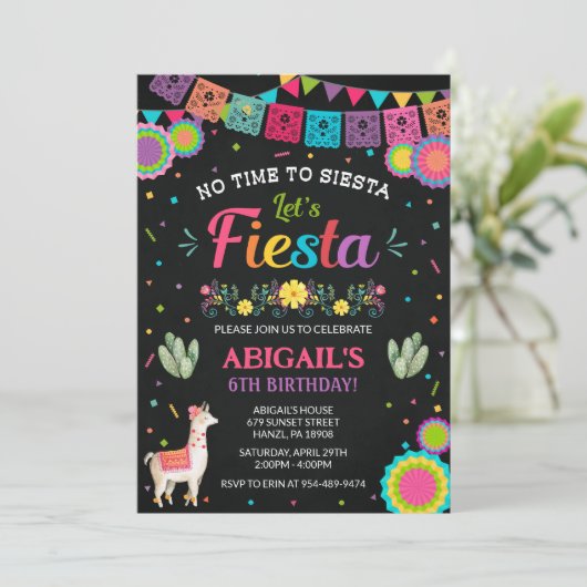 Fiesta Birthday Einladung (Stehend Vorderseite)