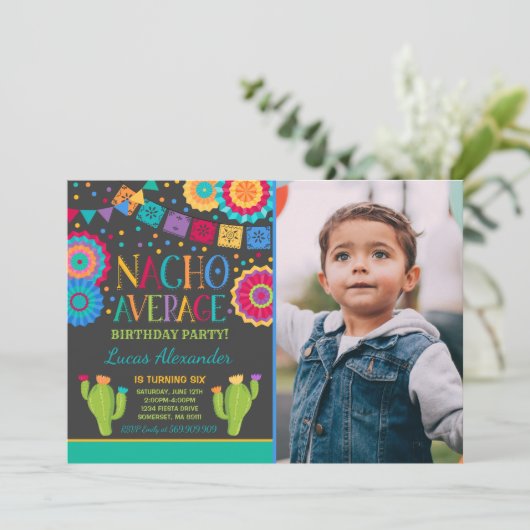 Fiesta Birthday Einladung Nacho durchschnittliches (Stehend Vorderseite)