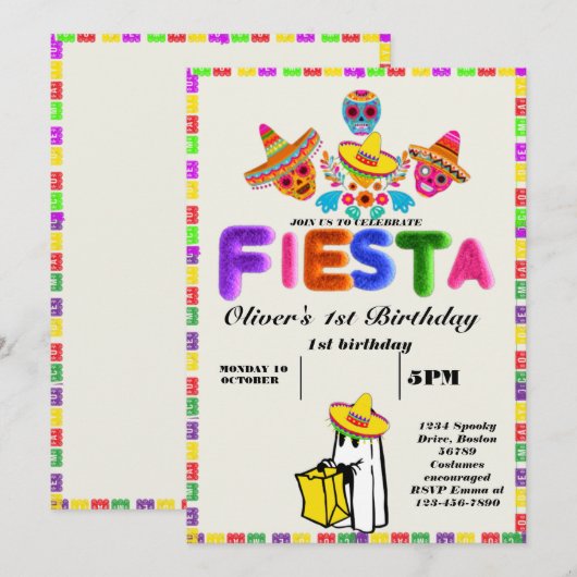 Fiesta Birthday Einladungs-Chalkboard mexikanisch Einladung (Vorne/Hinten)