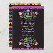 Fiesta Birthday Floral mexikanische Einladung (Vorne/Hinten)