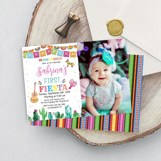 Fiesta Birthday Invitation Girl Mexican Cactus Einladung