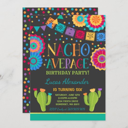 Fiesta Birthday Invitation Nacho Average Party Einladung (Vorne/Hinten)