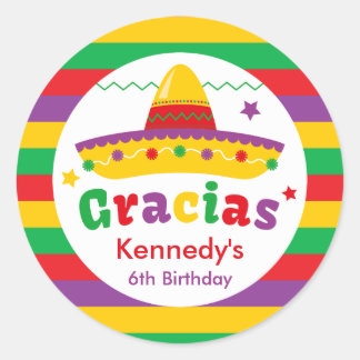 Fiesta Birthday Party Danke Gracias Sticker